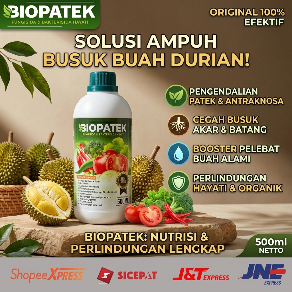 BIOPATEK Pupuk Cair 500ml Mengatasi Busuk Buah Durian Ampuh Fungisida Hayati Organik Anti Jamur Antr
