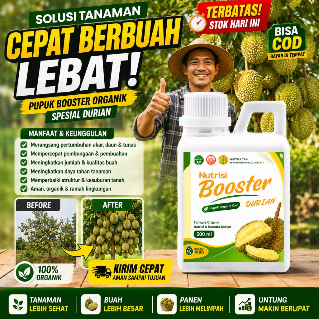 Booster Buah Durian Organik Perangsang Berbunga Pelebat Buah Pupuk Cair 500ml