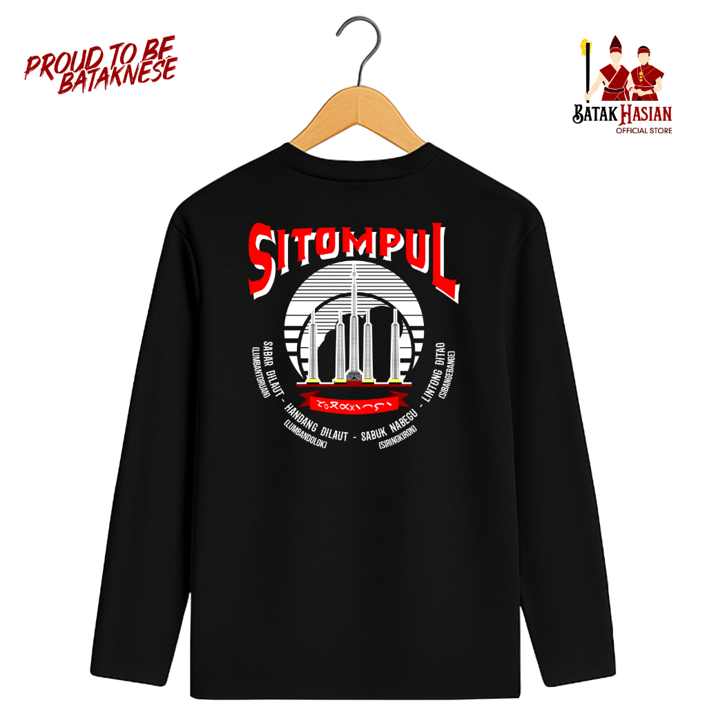 SITOMPUL [LENGAN PANJANG] - Kaos Marga Batak – Katun Premium 100% - BIOWASH (Tidak Berbulu) - Sangat