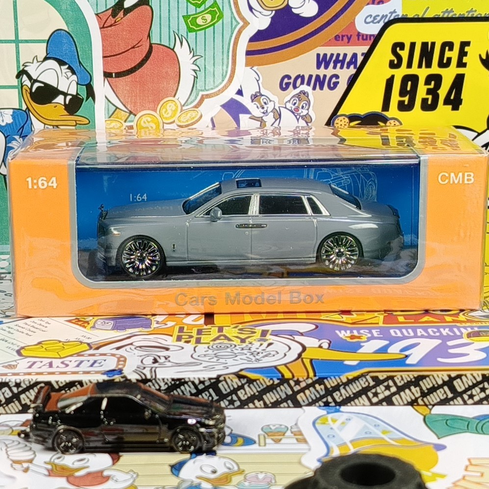 Car Model Box Rolls Royce Phantom grey small car art diecast 1 64