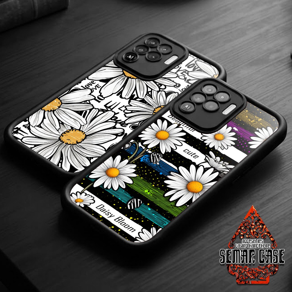 Case Hp Softcase glossy For OPPO RENO 5F F19 PRO Motif DAISY Silikon Glass Casing Handphone Premium