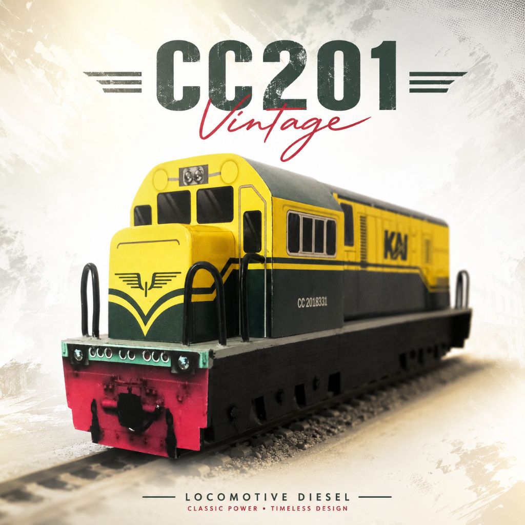 Kereta api mainan cc201 vintage kayu