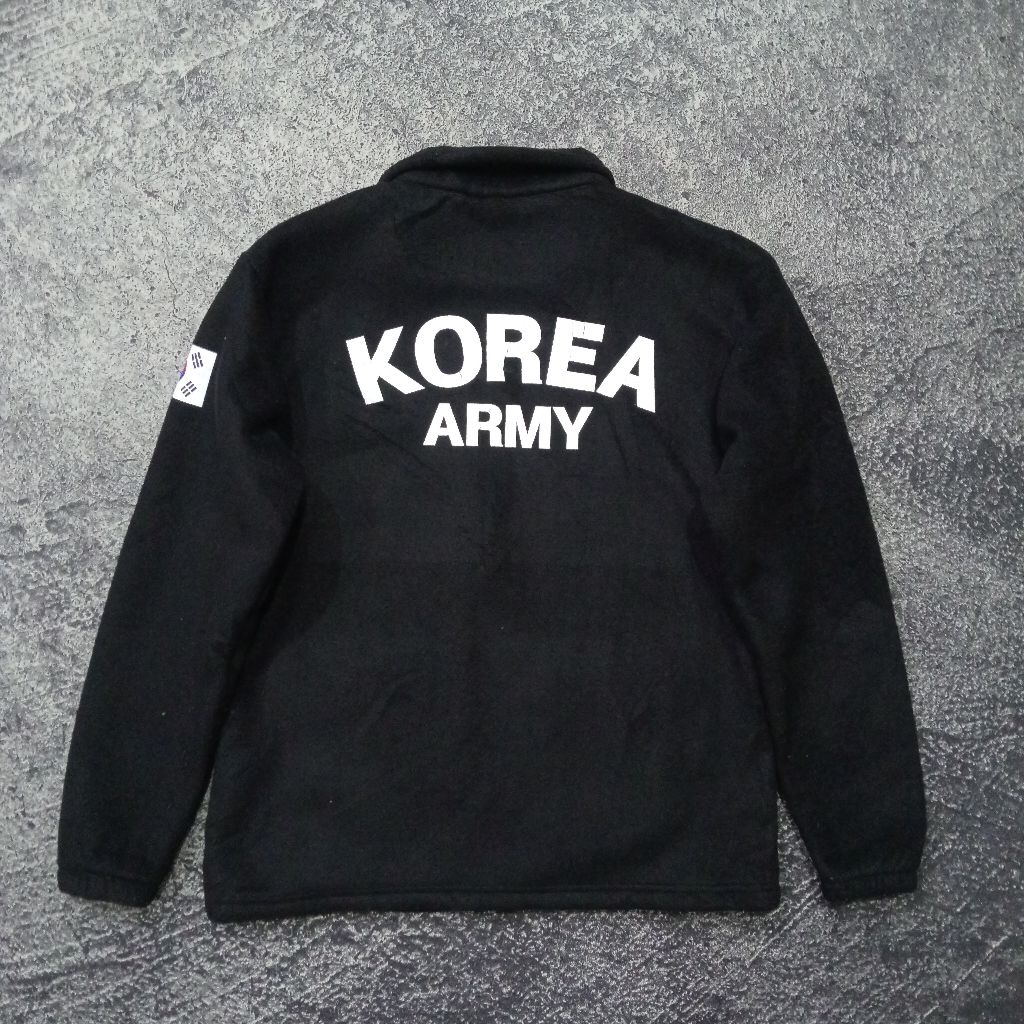 Jaket fleece HESSED KOREAN ARMY hitam casual murah size m