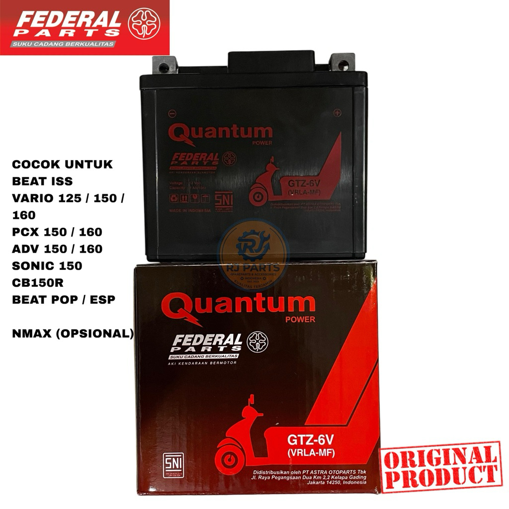 Aki Kering Federal QUANTUM GTZ6V GTZ-6V Vario 125 150 12V 5A Original