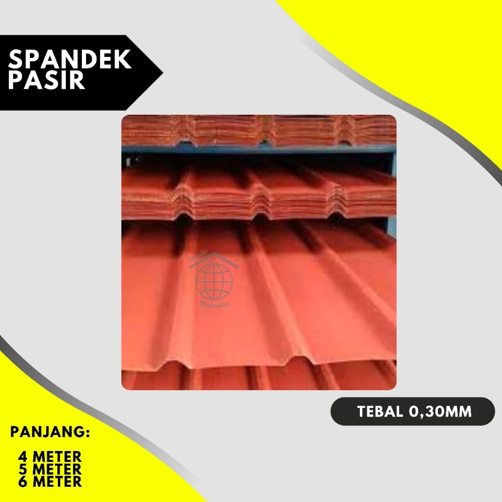 Spandek Pasir 0.30 / atap spandek / spandek gelombang warna / spandek pasir 4 m / spandek pasir 5 m 