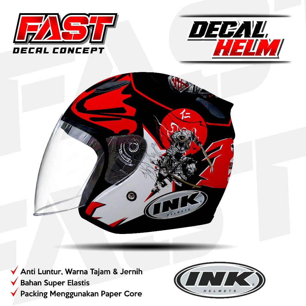 Decal stiker helm INK half face  Motif SAMURAI Racing Livery HELM INK Design Sticker Helm Anti Pudar