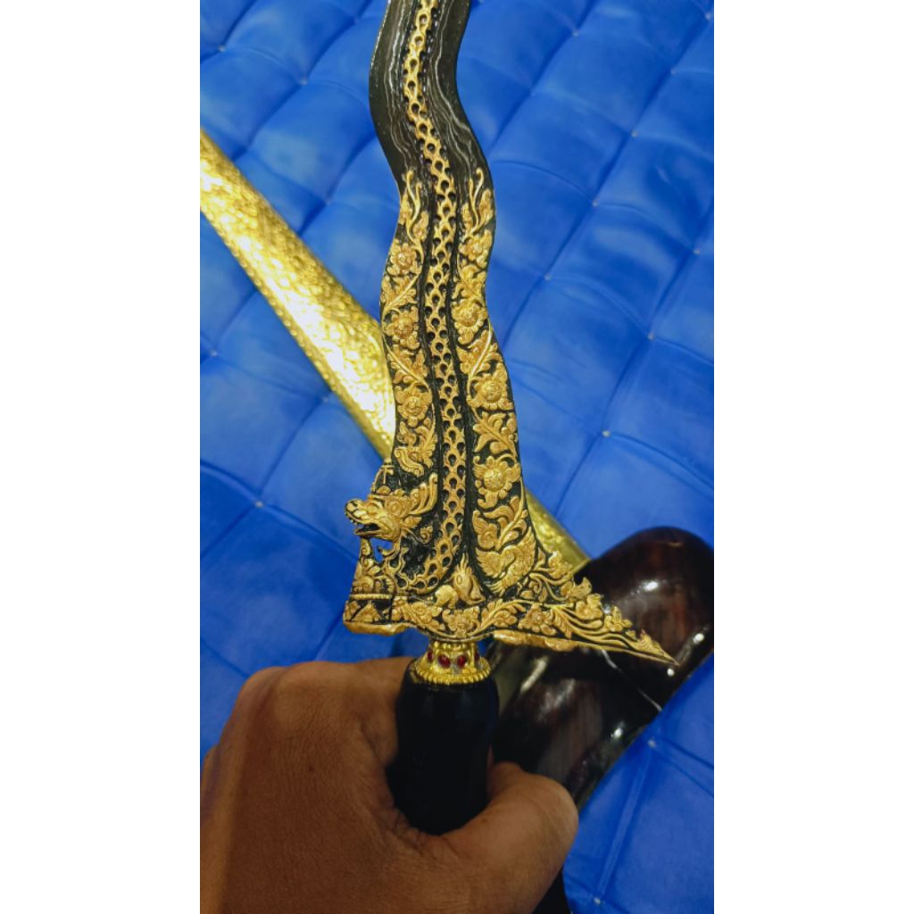 Keris Nogo Sosro Luk 13 Kamarogan perak sepuh Emas