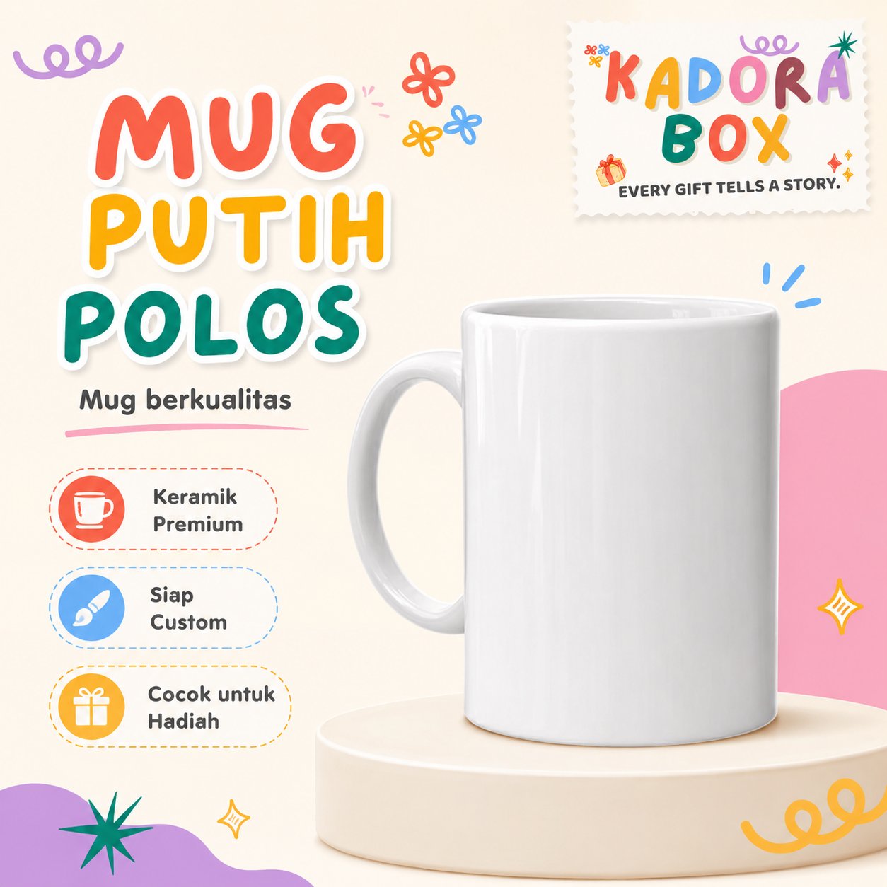 Mug Lokal Polos Coating Bahan Keramik / Mug Putih Coating Sablon