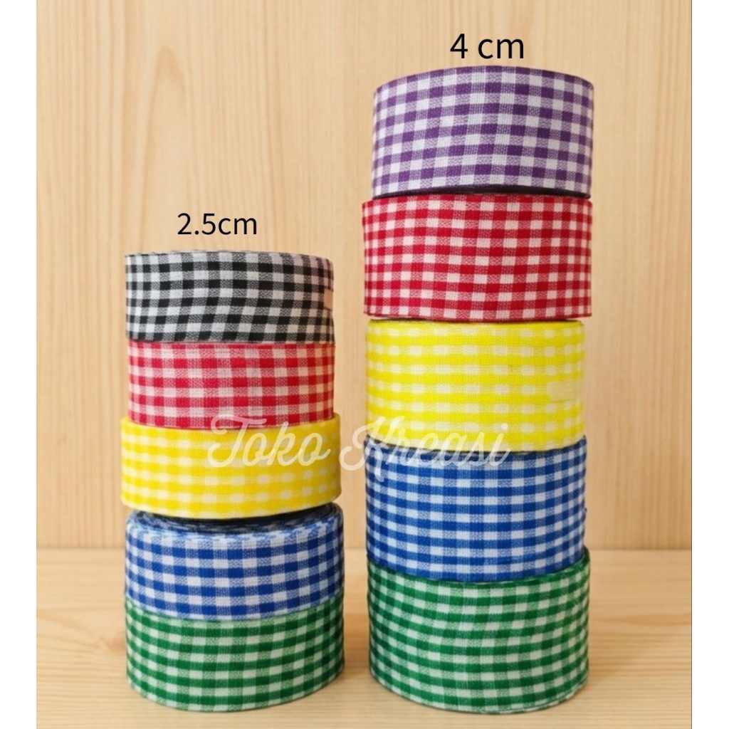 ‎(PerRoll) Pita bahan kain Lebar 2.5cm & 4cm