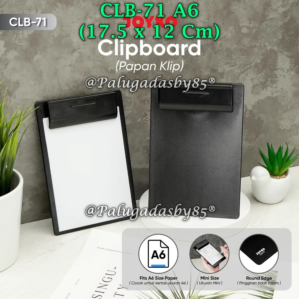 (1 Biji) GROSIR Clipboard Mini JOYKO CLB-71 A6 / Clipboard Papan Jalan Alas Klip CLB-71 A6 (1 Biji)