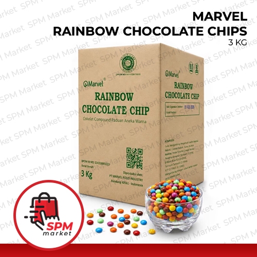 Marvel Rainbow Chocolate Chips 3kg / Rainbow Choco Chips / Colored Chocochip / Choco Chip Warna Warn