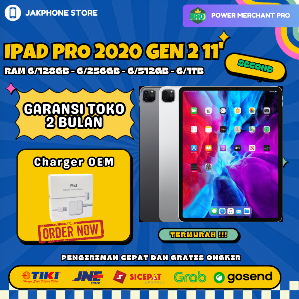 (SECOND) IPAD PRO 2020 GEN 2 11" RAM 6GB INTERNAL 1TB 512GB 256GB 128GB GOOD CONDITION