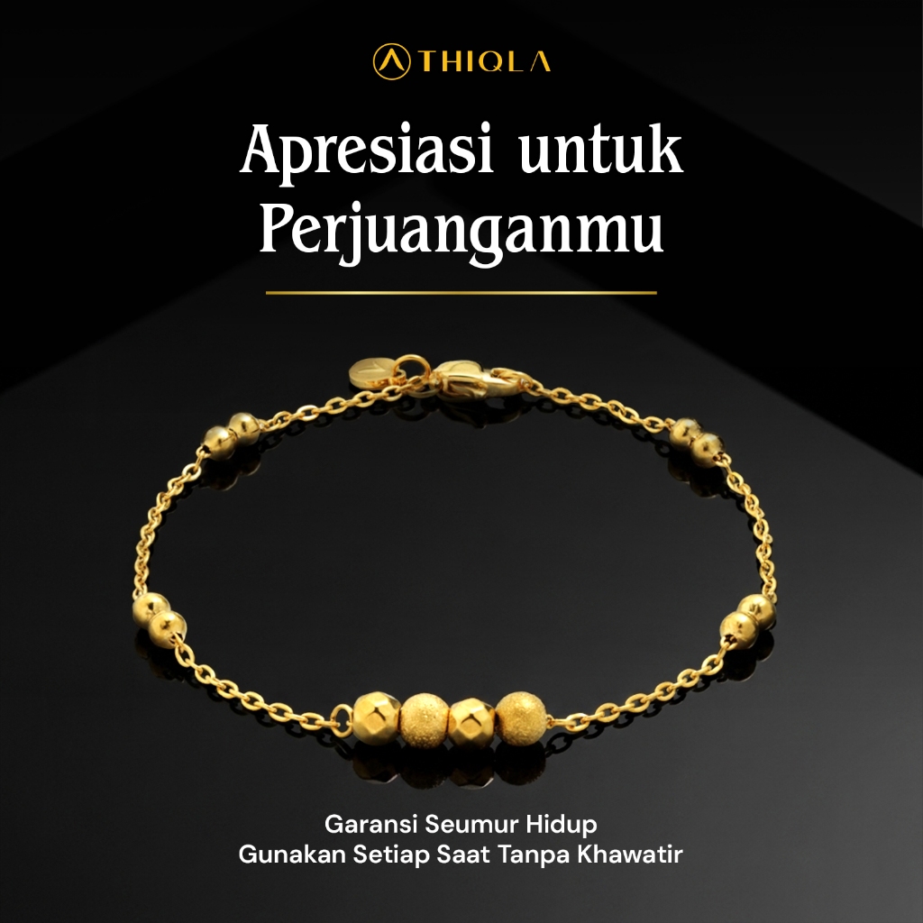 THIQLA - Gelang Biji Lada MANIKA - Gelang Boba Tangan Wanita - Gelang Anti Karat & Anti Hitam - Buka