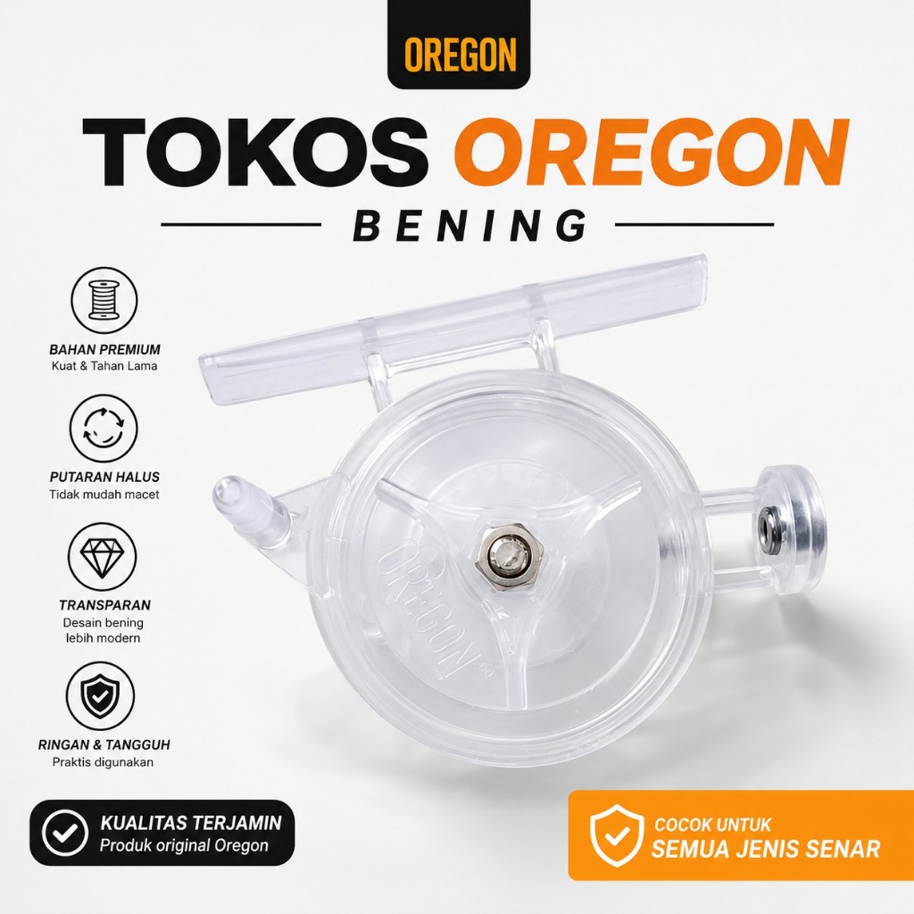 Tokos Oregon Bening Reel Transparant With Black Ceramic Ring Daido Fly 40 One Way Reel Pancing Untuk