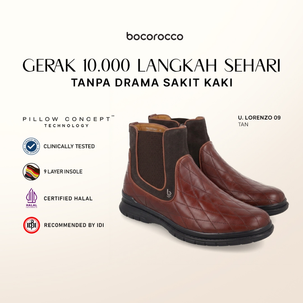 Bocorocco U. Lorenzo 09 Tan - Sepatu Boot Pria Kulit Asli