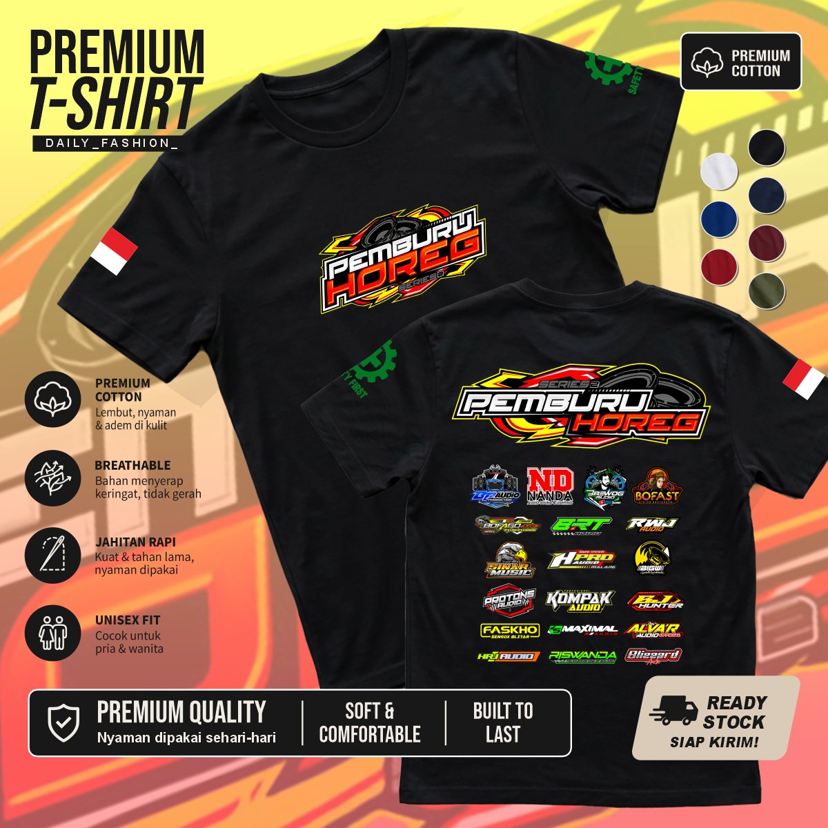 Kaos Pemburu Horeg Series 9 Premium Cotton T-Shirt Distro Audio Sound System Keren