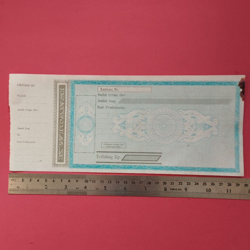 Kwitansi Kosongan Tahun 1990 an Besar BBG 006