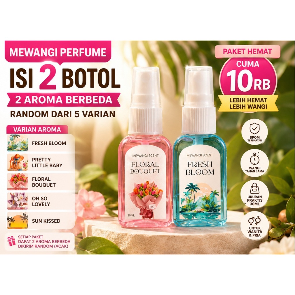 Semilir Mewangi Parfum Anak Dewasa 10 Ribu I BPOM - Paket Hemat 2 Botol x 30ml 2 Aroma Berbeda untuk
