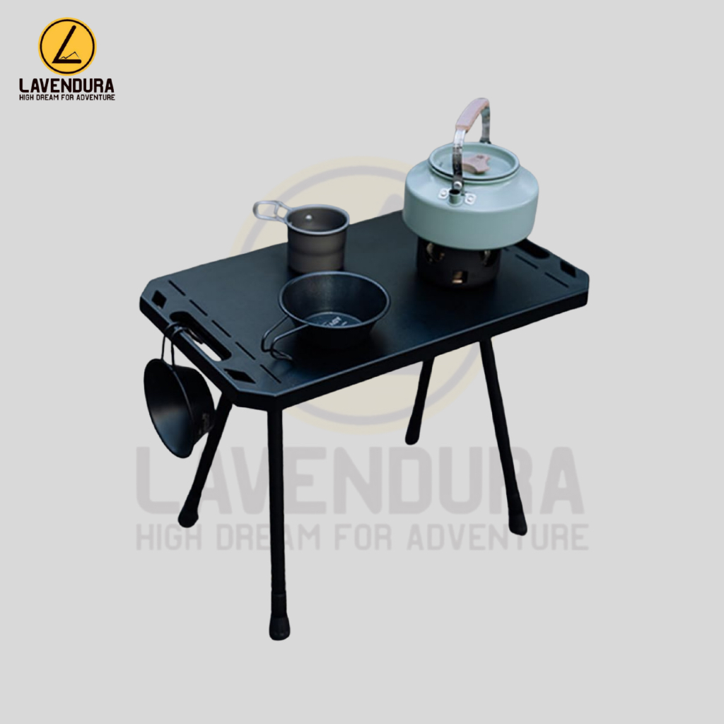 Titanium Camping Folding Table Meja Lipat Titanium Meja Piknik Foldable Outdoor 48x28x44.5cm Black M