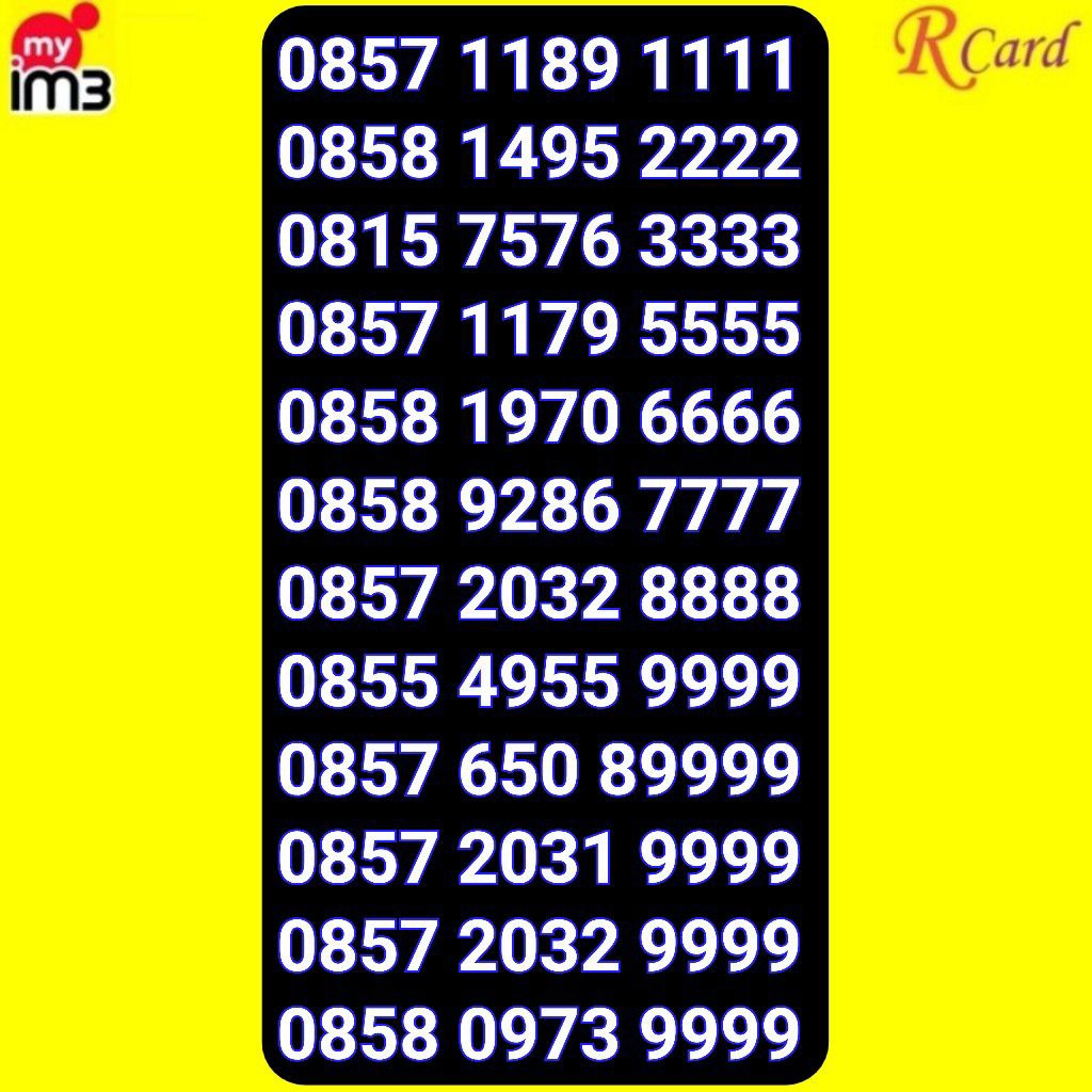 Perdana Nomor Cantik Indosat im3 Kwartet Ujung 1111 2222 3333 5555 6666 7777 9999