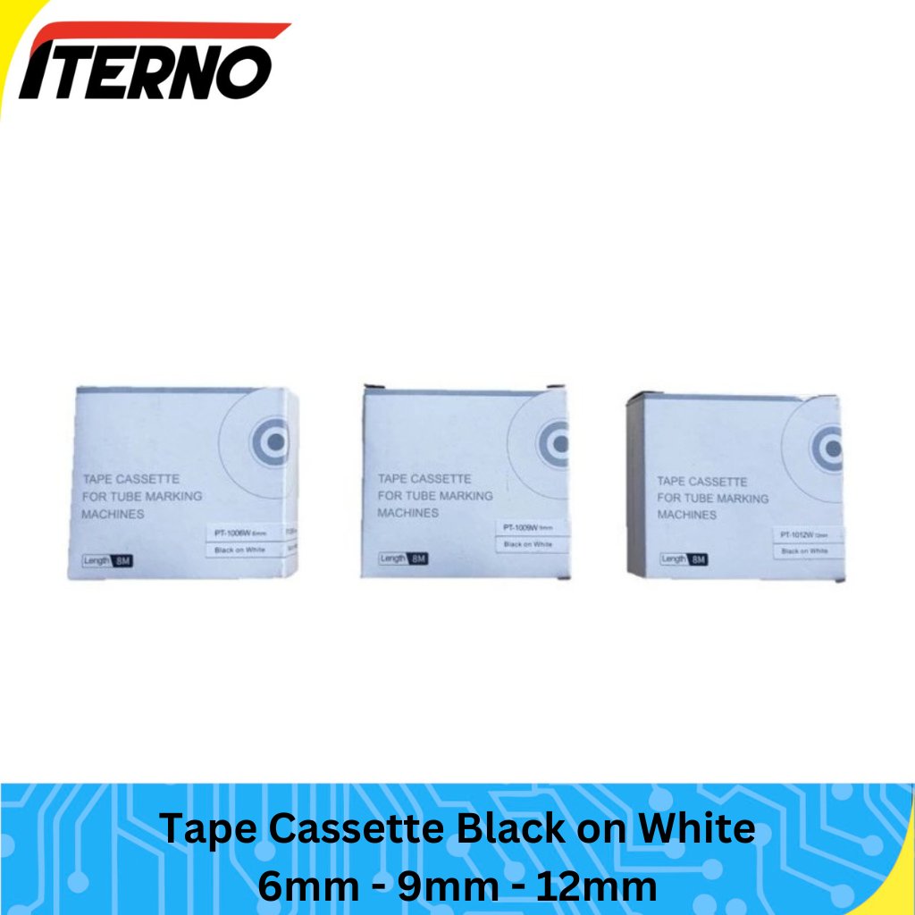 Puty Label Tape Cassette 6mm PT-1006W Black On White untuk PT1010