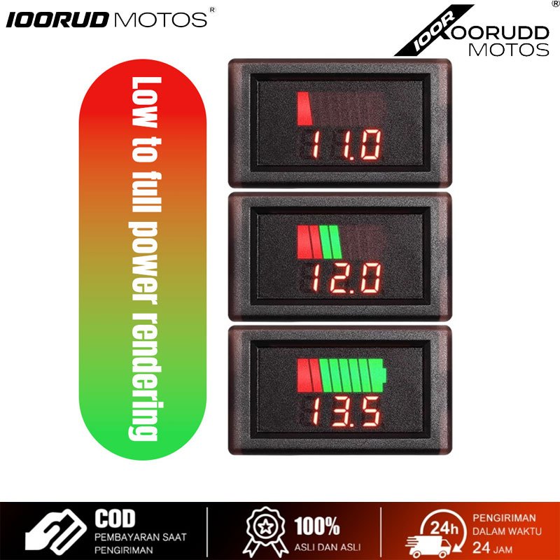 Voltmeter Kapasitas Baterai Indikator Dual Display Digital Mini Aki Volt Meter Tester DC 12V 24V 36V