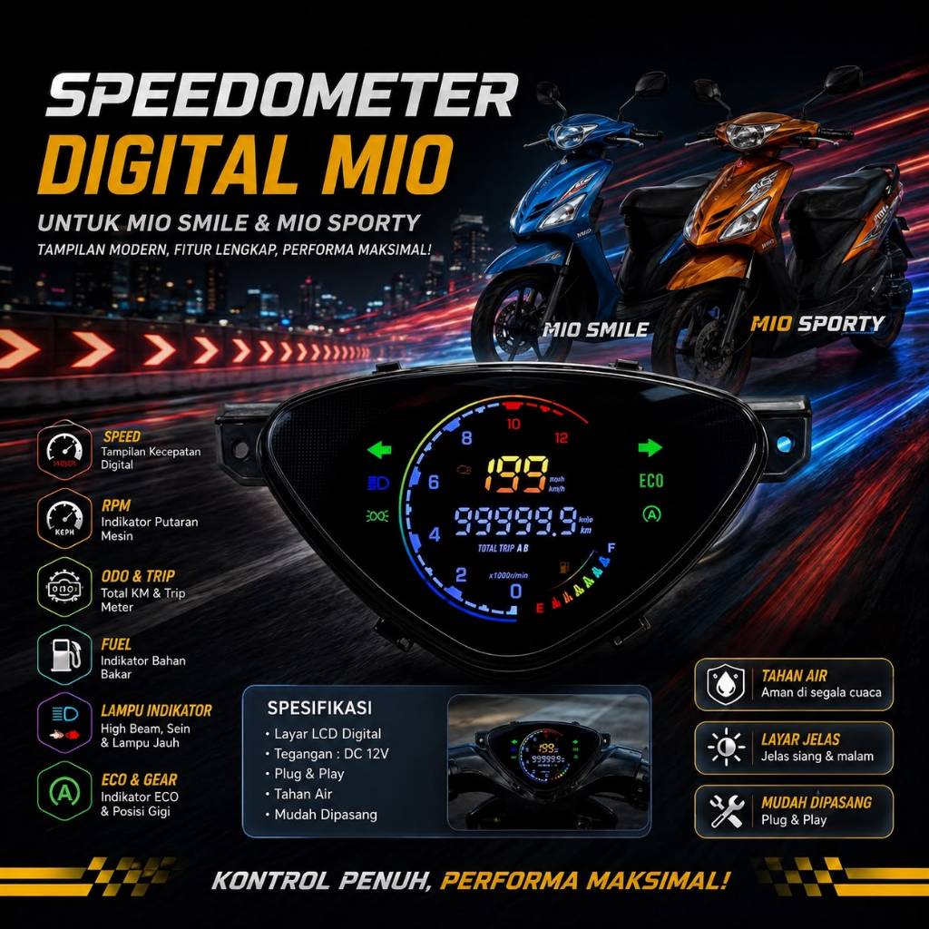 Speedometer Mio Digital Spidometer Mio Sporty / Mio Smile Speedometer Yamaha Odometer Digital LED LC