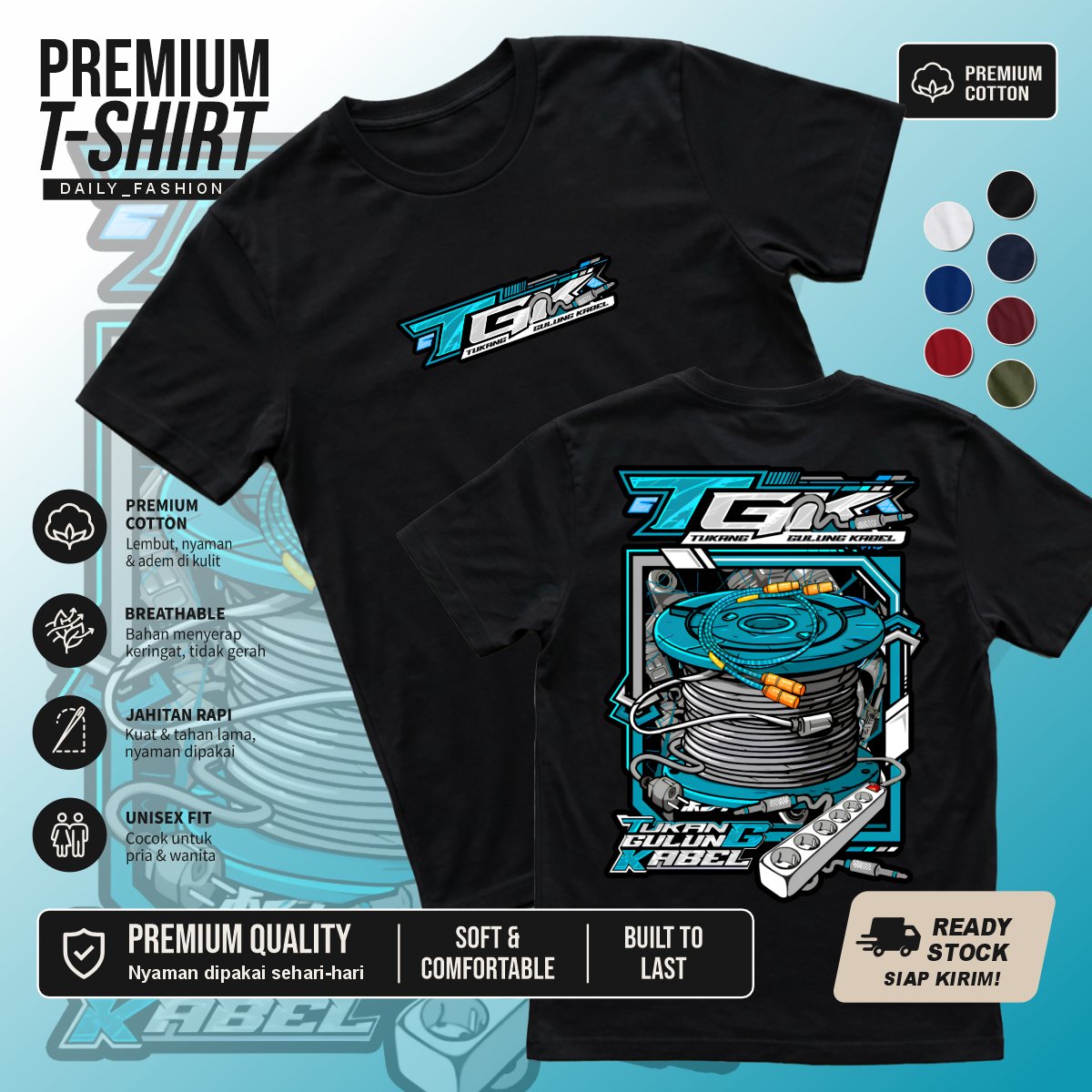 Kaos Tukang Gulung Kabel Sound System T-Shirt Distro Crew Hajatan Premium Cotton Unisex Keren