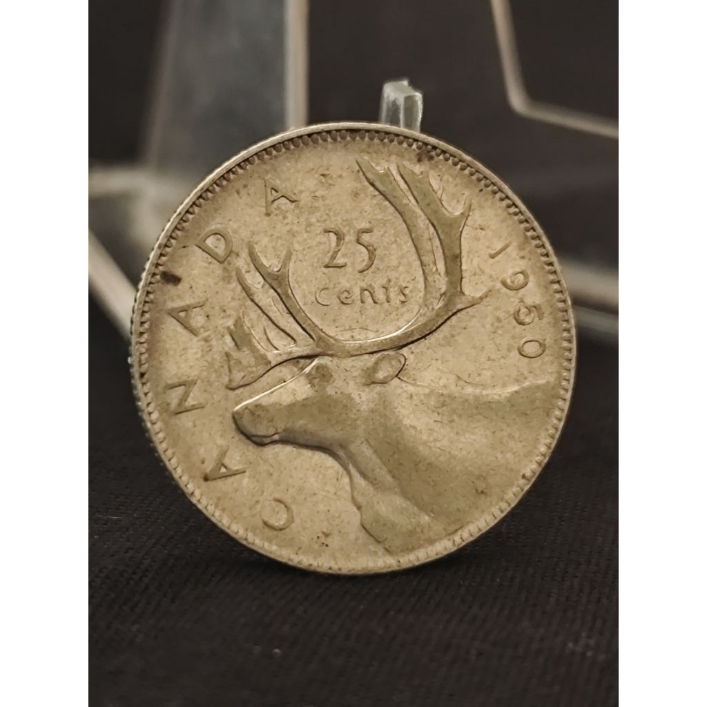 koin perak kuno asli 25 cent canada george VI 1950 dan 1951