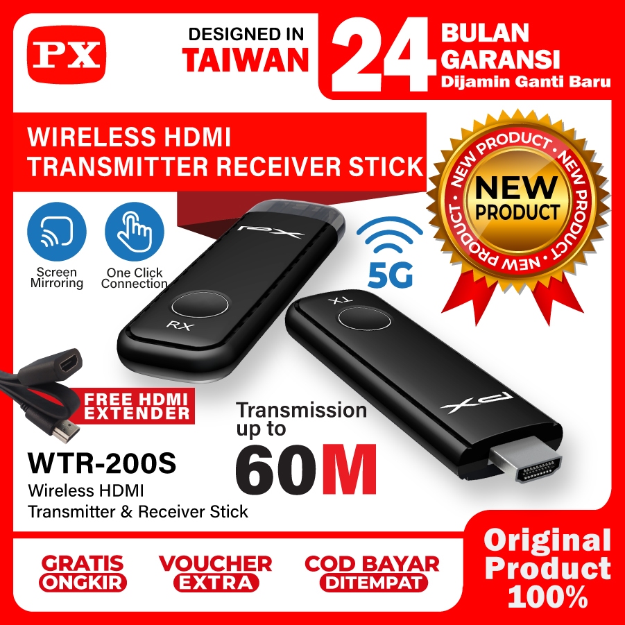 Wireless Audio Video Transmitter Receiver Extender PX WTR-200S