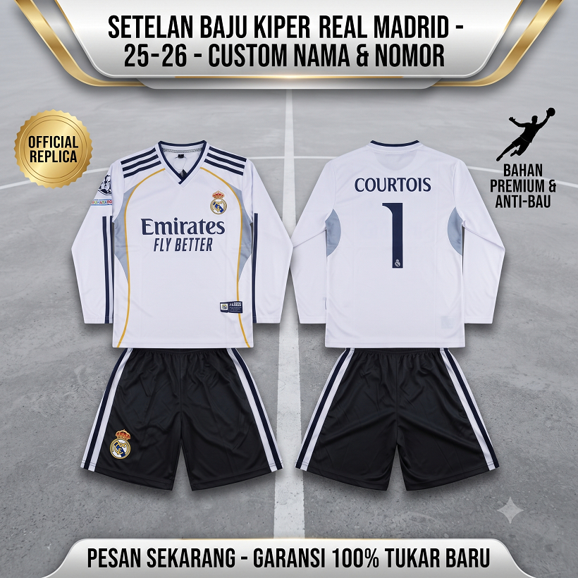 baju kiper futsal setelan baju bola kiper madrid futsal anak