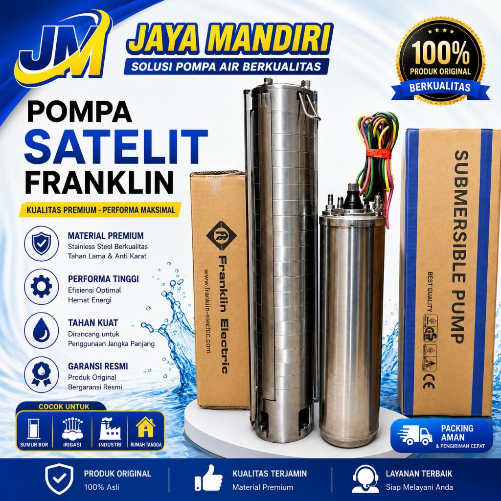 POMPA SATELIT 4" FRANKLIN 3Hp 220v POMPA 4SP8-16 OUTLET 2" SET BOX ORI