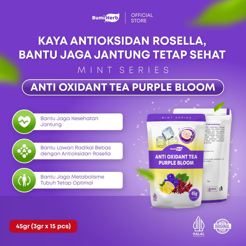 Bumiherb Teh Bunga Telang Rosella Lemon Mint Herbal Teh Celup Herbal Bunga Telang