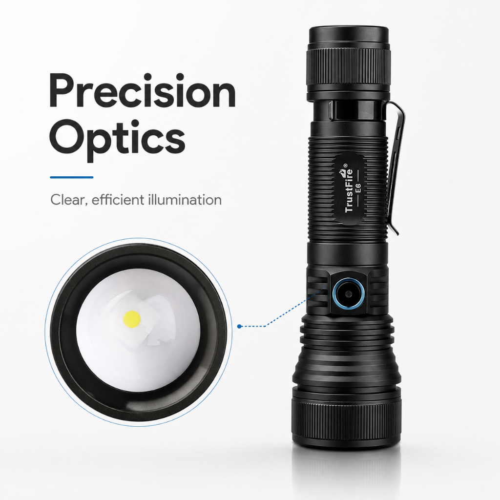 Senter LED/Super Terang/Zoom Flashlight TrustFire E6 1500lumen USB C Type-c 21700 Rechargeable IPX6 