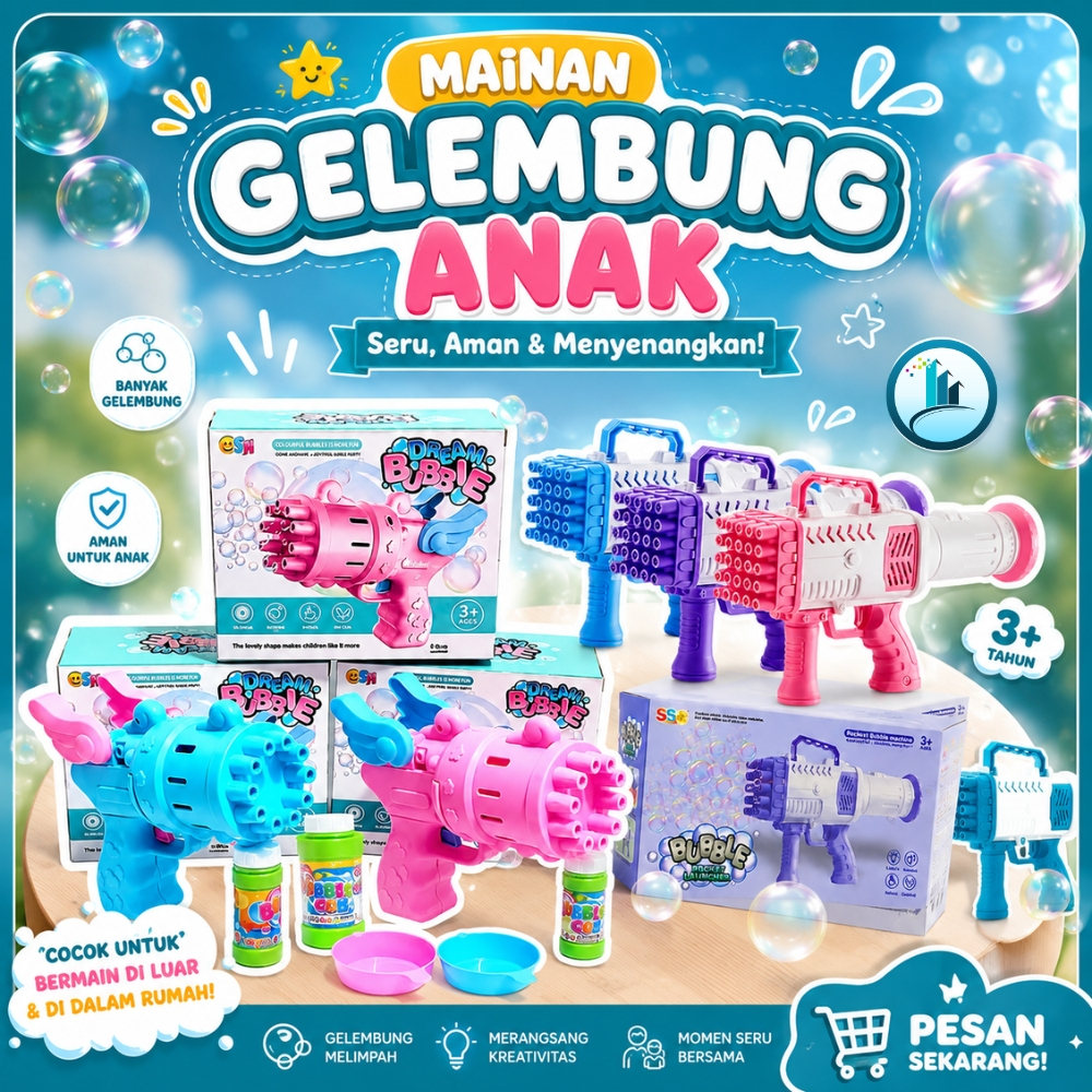 Mainan Anak Bubble Gun Bazoka Rocket Launcher Bazoka Mainan Bubble Angel Gelembung Gun Jumbo