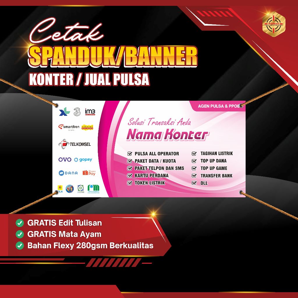 Spanduk Jual Pulsa PPOB Top Up Game Desain Siap Cetak