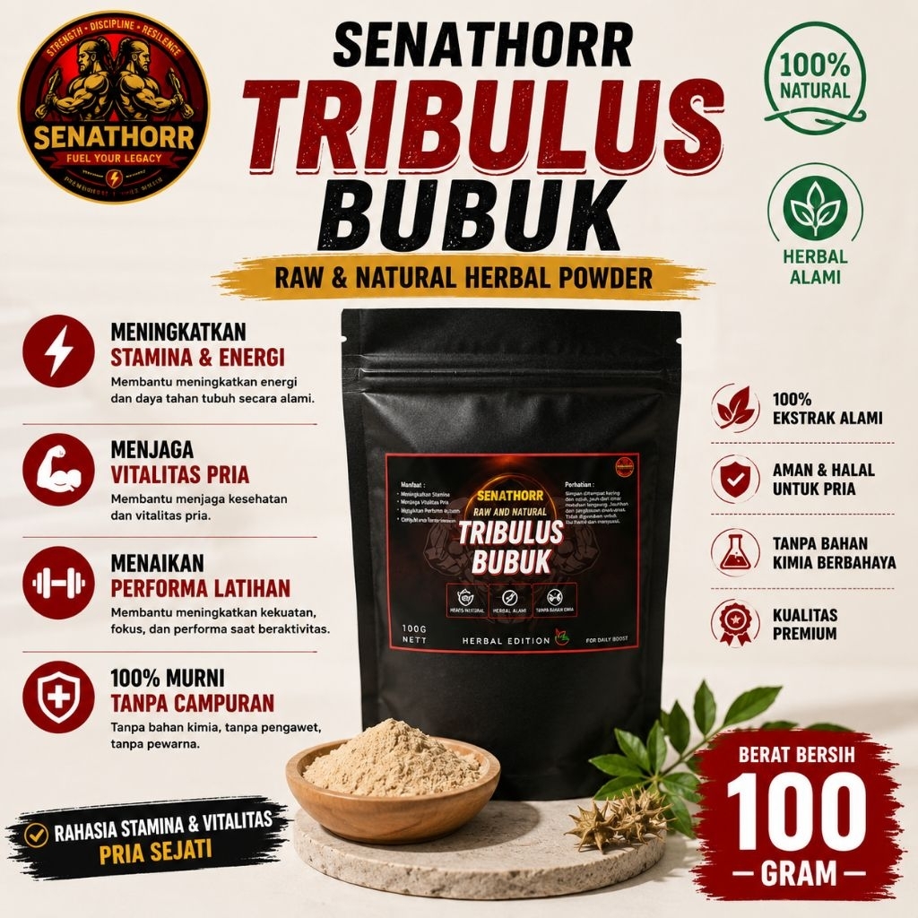 Tribulus teresstris bubuk 100 gram - SENATHORR Tribulus membantu meningkatkan testosteron dan memban