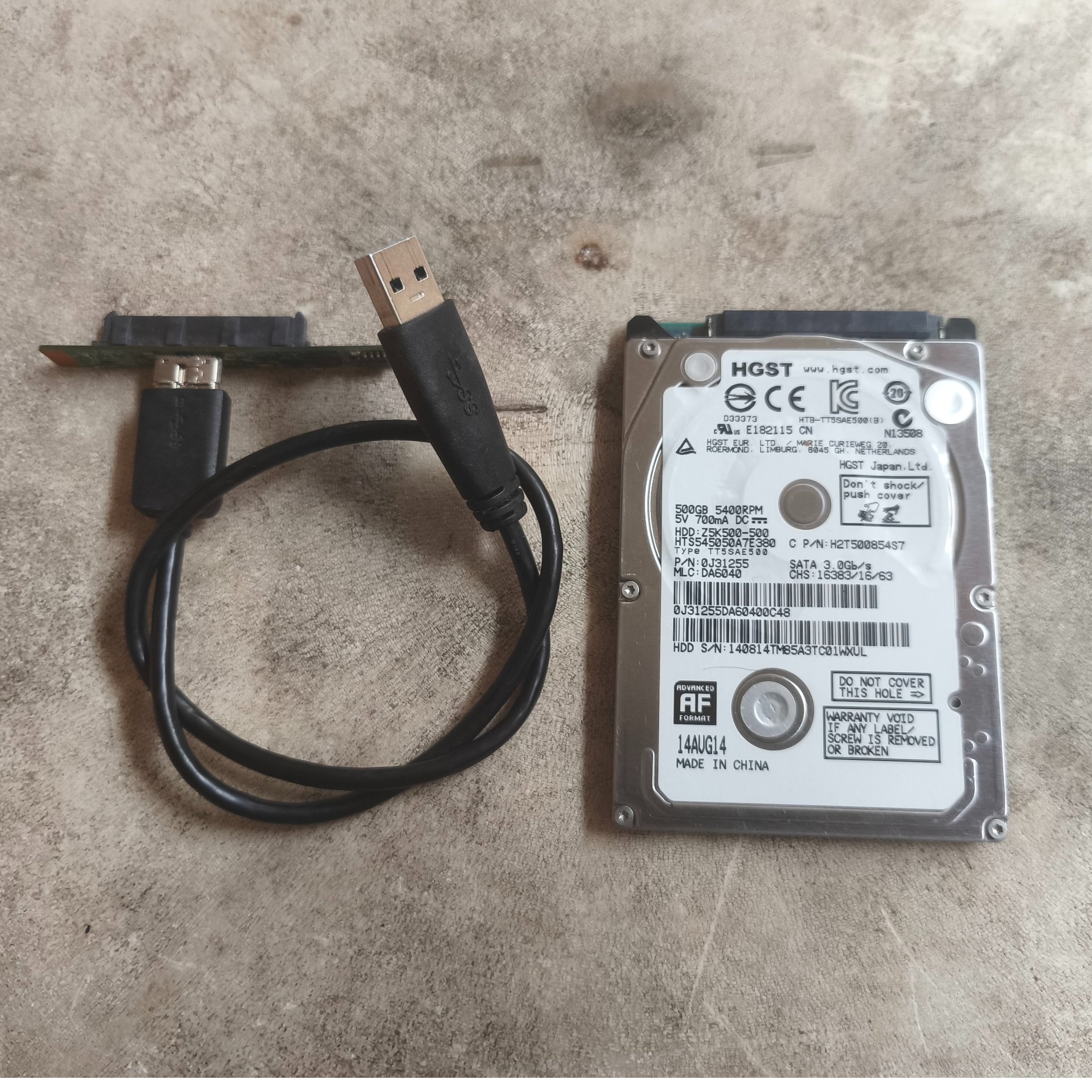 Hardisk HDD Internal PC Laptop 2.5 HGST 320GB SATA with External Adapter