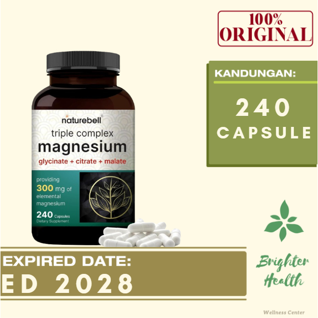 Original Naturebell Magnesium Complex 300mg 240 Capsule - Magnesium Triple Complex