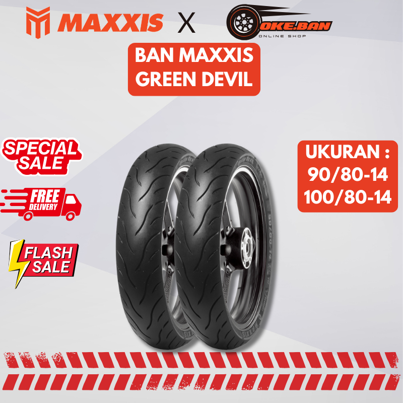 BAN MAXXIS GREEN DEVIL RING 14 (-90-80-14-100-80-14-) BAN MAXXIS RING-14 BAN LUAR MOTOR MATIC VARIO 
