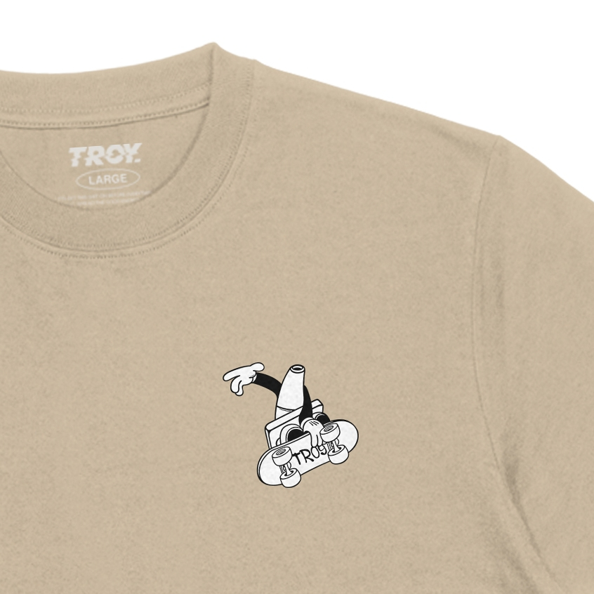 Troy Company T-shirt Beige Rolling Skate - Kaos Pria Lengan Pendek Coklat Beige MTD 3664