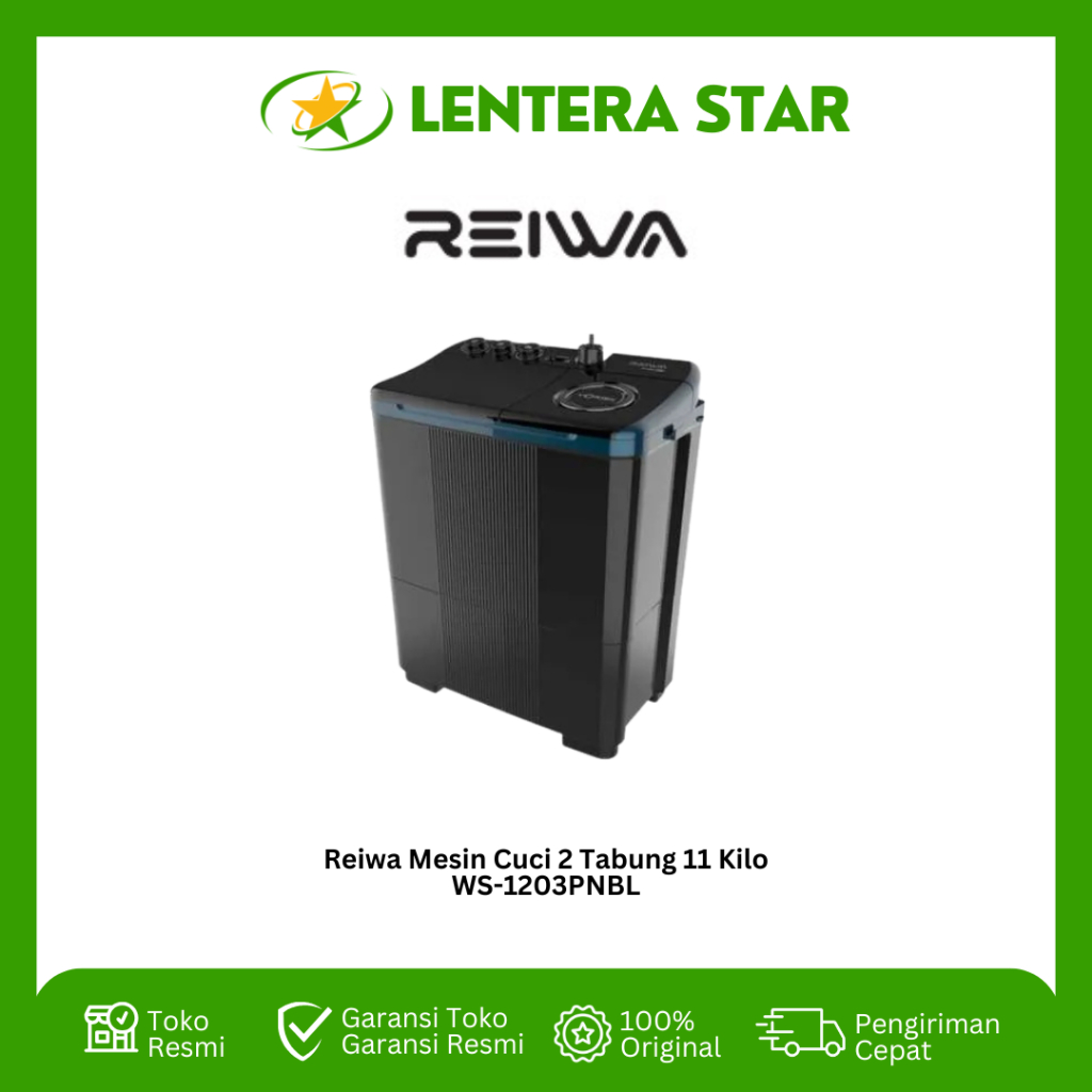 REIWA MESIN CUCI 2 TABUNG 11 KG 11KG WS-1203PNBL WS 1203 PNBL PRUSSIAN BLUE
