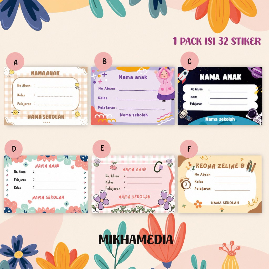label nama buku sekolah / label nama custom sekolah / stiker buku