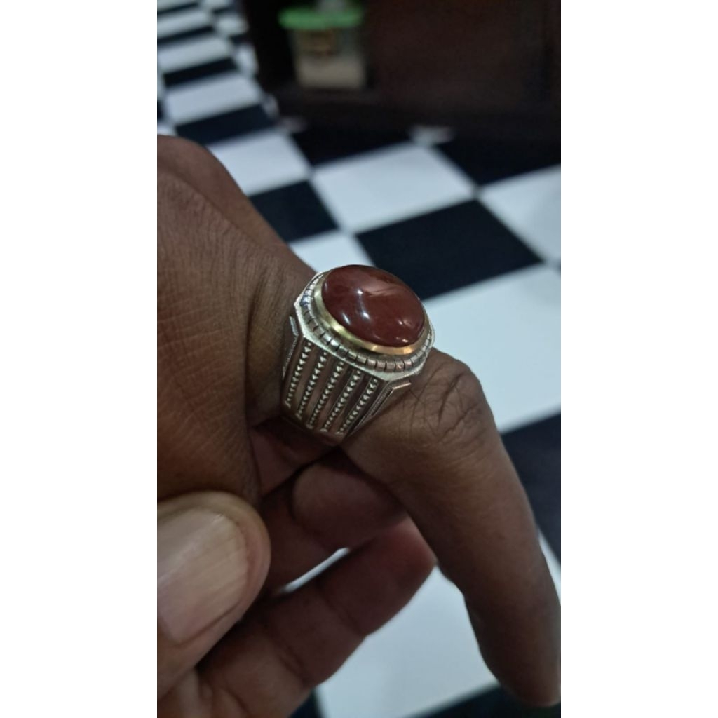 batu akik badar lumut  merah