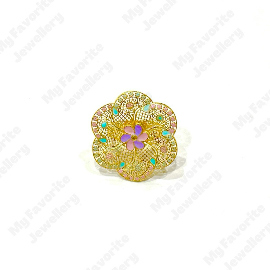 Cincin Dan Gelang Kembang Warna Uk13 Emas Asli Kadar 700