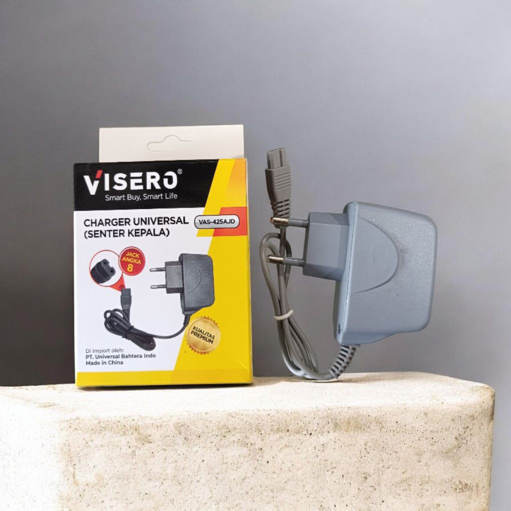 Charger Senter kepala Universal Visero Model Angka Delapan Visero