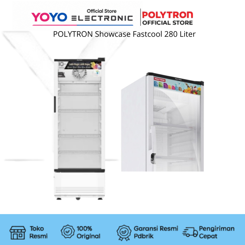 Showcash Polytron SCN280 Showcase 5 Rak 280 Liter Garansi Resmi 10 Tahun Pendingin Display