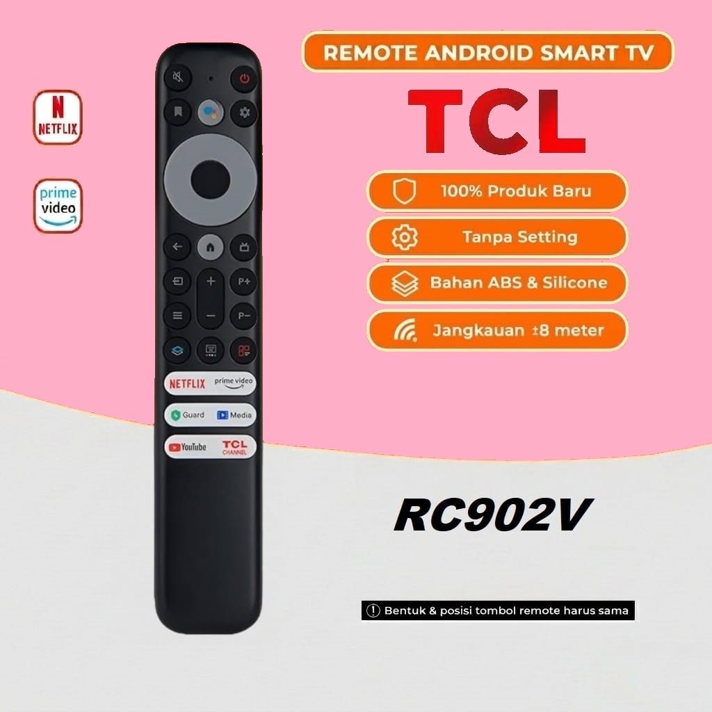 Remote Smart TV Android TCL RC902V 32A7 32A9 32G9 40A7 40A9 40G9 43A9 43A28 43A50