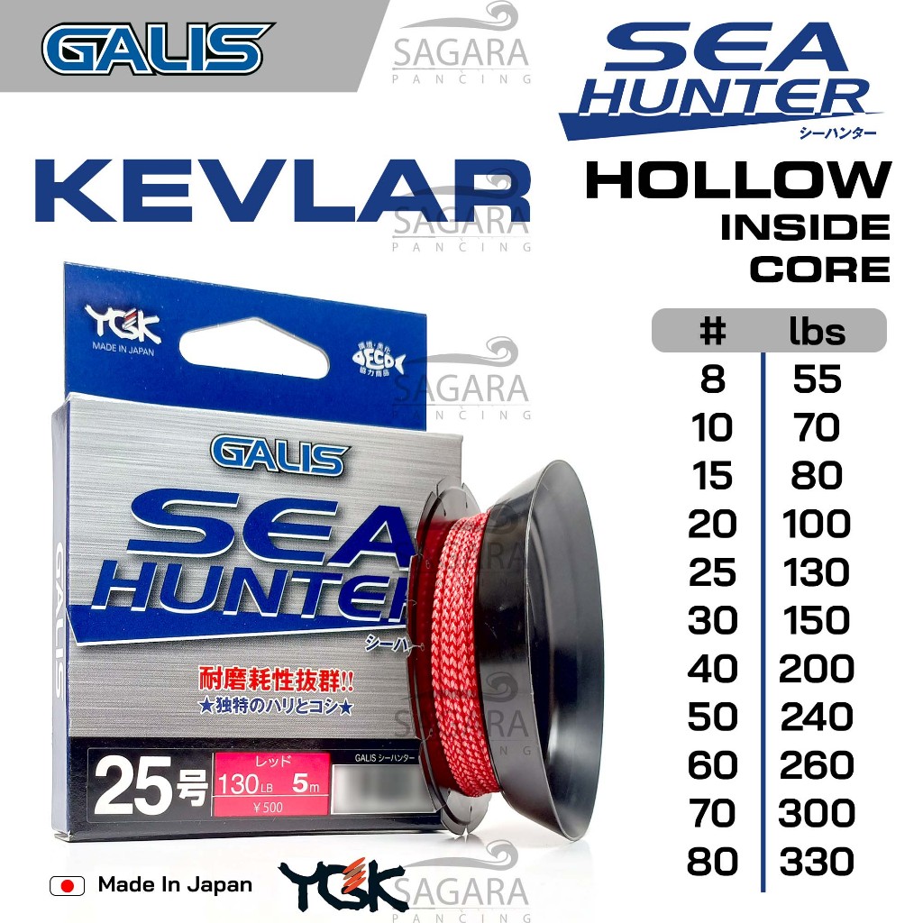Kevlar YGK Galis Sea Hunter | Kevlar Hollow Core Assist Hook Pancing