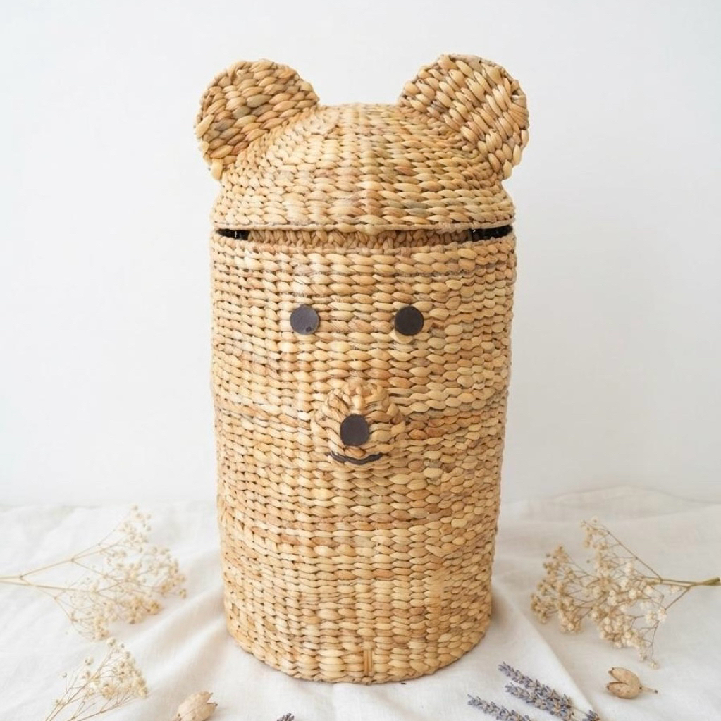 Laundry Bag Eceng Gondok / Laundry Bag Panda / Laundry Bag Anyaman / Keranjang Anyaman Eceng Gondok 